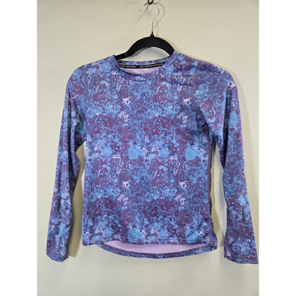 Terramar Climasense 2.0 Purple Marble Print Long Sleeve Base Layer Top Medium